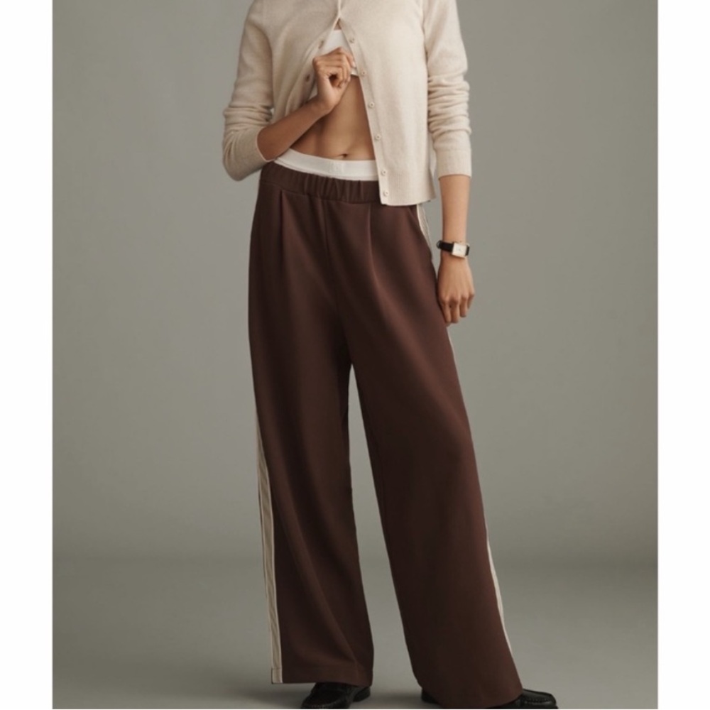 Anthropologie Maeve Pull-on Side Stripe Wide Leg Pants